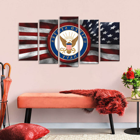 5 Piece Flag of the United States Navy Canvas Wall Art