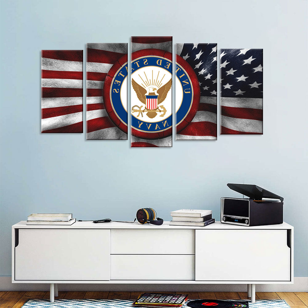 5 Piece Flag of the United States Navy Canvas Wall Art