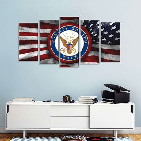 5 Piece Flag of the United States Navy Canvas Wall Art