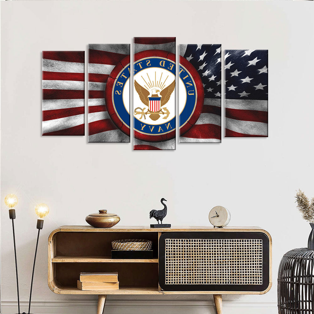 5 Piece Flag of the United States Navy Canvas Wall Art