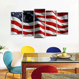 5 Piece Flying American Flag Canvas Wall Art