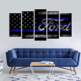 5 Piece Ford in American Flag Canvas Wall Art