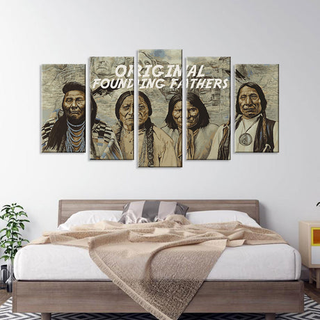 5 Piece Founding Fathers Portrait Canvas Wall Art