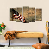 5 Piece Freedom American Flag Canvas Wall Art