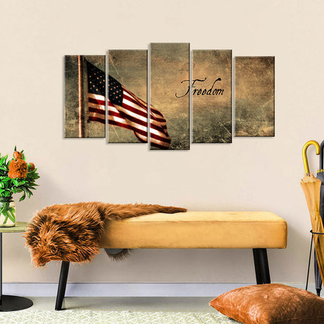 5 Piece Freedom American Flag Canvas Wall Art