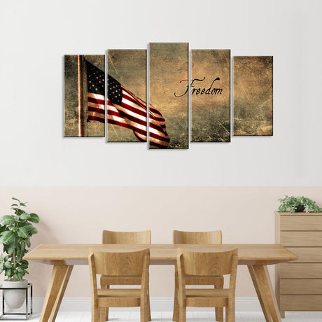 5 Piece Freedom American Flag Canvas Wall Art