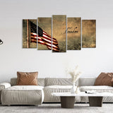 5 Piece Freedom American Flag Canvas Wall Art