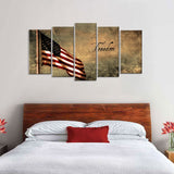 5 Piece Freedom American Flag Canvas Wall Art