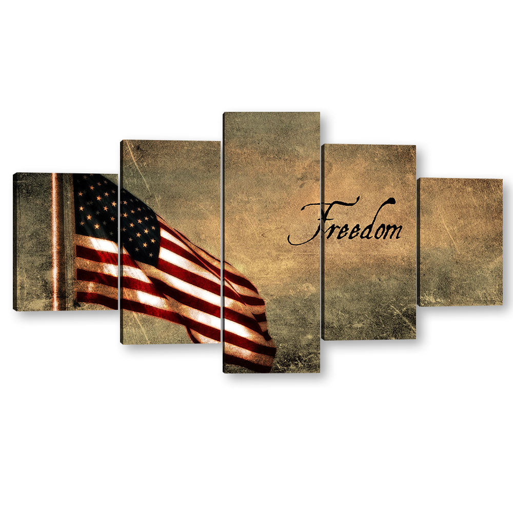 5 Piece Freedom American Flag Canvas Wall Art