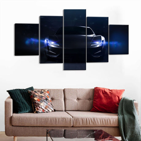 5 Piece Futuristic Sports Car in Darkness Canvas Wall Art