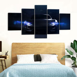 5 Piece Futuristic Sports Car in Darkness Canvas Wall Art