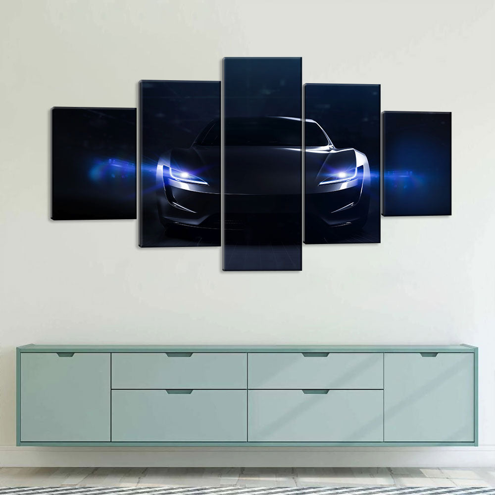 5 Piece Futuristic Sports Car in Darkness Canvas Wall Art