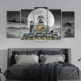 5 Piece Giant Tian Tan Buddha Canvas Wall Art