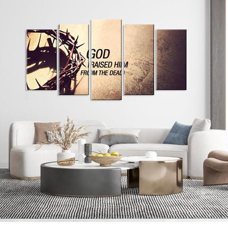 5 Piece God Raised Him from the Dead Canvas Wall Art