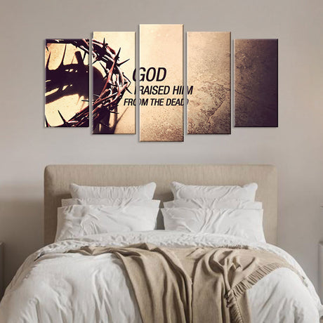 5 Piece God Raised Him from the Dead Canvas Wall Art