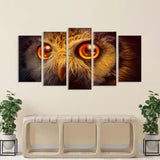 5 Piece Gold Owl Eyes Canvas Wall Art