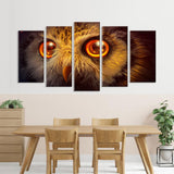 5 Piece Gold Owl Eyes Canvas Wall Art