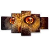 5 Piece Gold Owl Eyes Canvas Wall Art