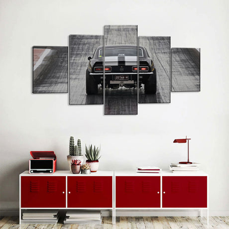 5 Piece Gray Drag Racing Car Canvas Wall Art