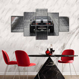 5 Piece Gray Drag Racing Car Canvas Wall Art