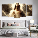 5 Piece Heavenly Jesus Christ in the Clouds Canvas Wall Art