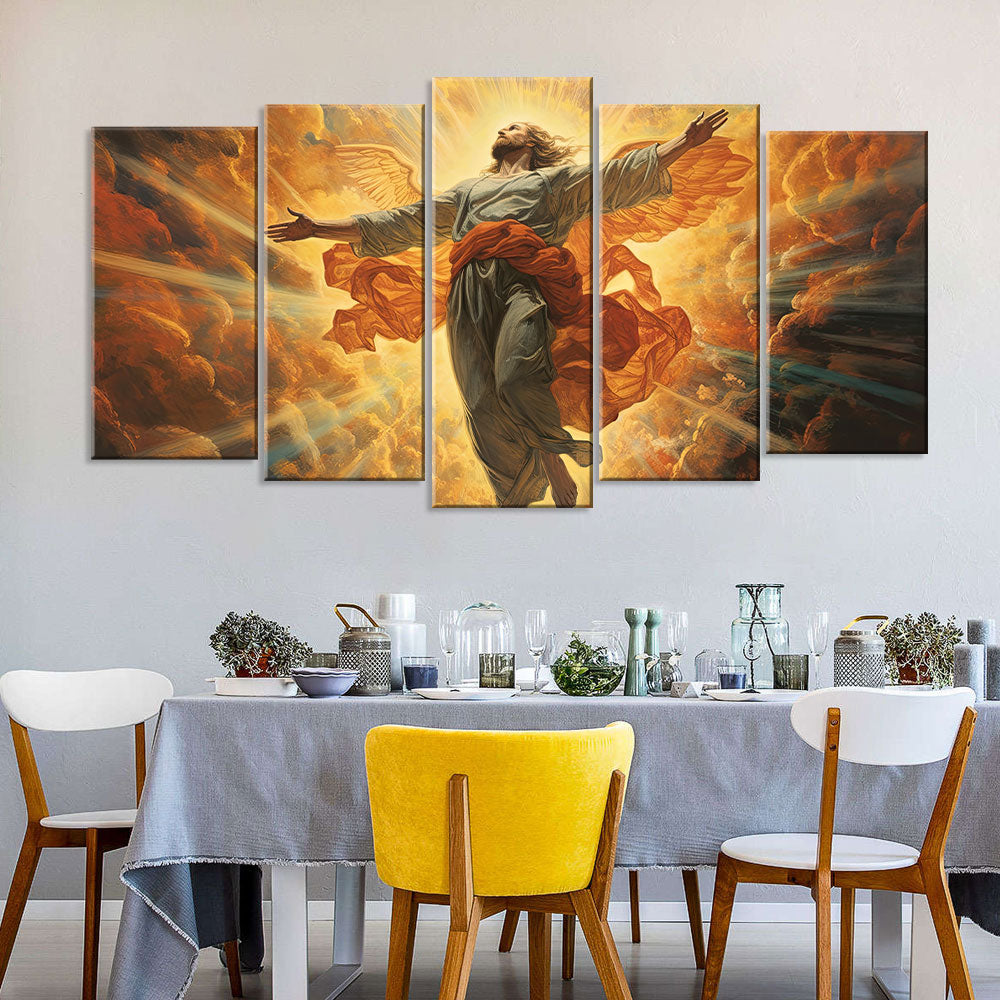 5 Piece Heavenly Sky Jesus Christ Canvas Wall Art