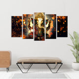 5 Piece Hindu God Ganesh Canvas Wall Art