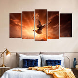 5 Piece Holy Spirit White Dove Canvas Wall Art