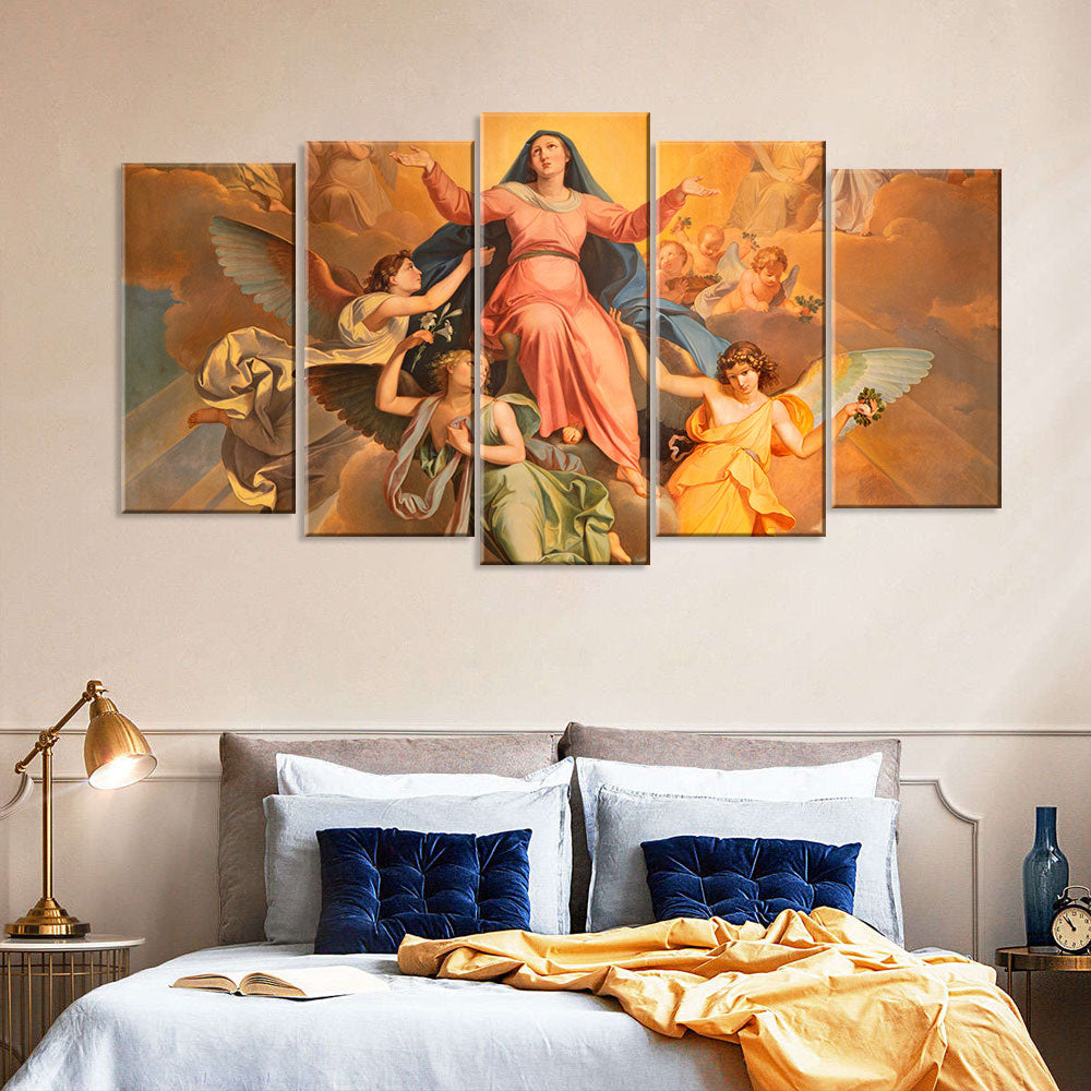 5 Piece Holy Virgin Mary Assumption Canvas Wall Art