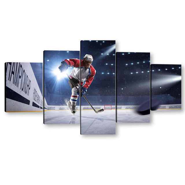 5 Piece Ice Hockey Goal Shot Canvas Wall Art