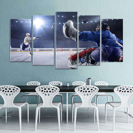 5 Piece Ice Hockey Offensive and Defensive Play Canvas Wall Art