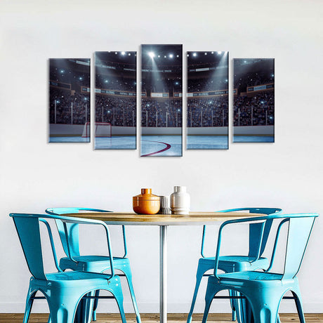 5 Piece Icy Hockey Arena Canvas Wall Art