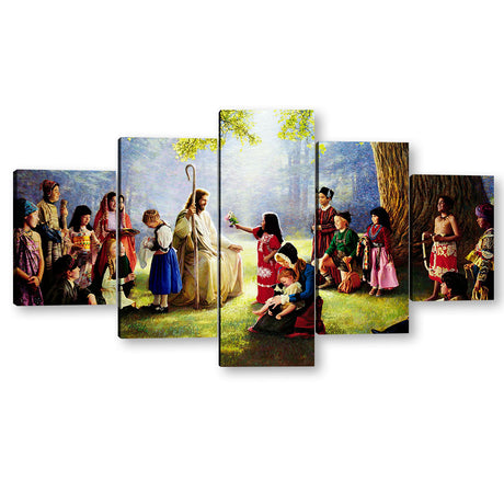 5 Piece Jesus Children of the World Canvas Wall Art