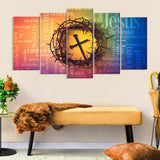 5 Piece Jesus Crown of Thorns and Cross Canvas Wall Art