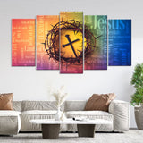 5 Piece Jesus Crown of Thorns and Cross Canvas Wall Art