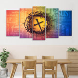 5 Piece Jesus Crown of Thorns and Cross Canvas Wall Art