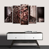 5 Piece Jesus with Crown of Thorns Canvas Wall Art