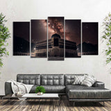 5 Piece Kaaba in Mecca with Night Sky Canvas Wall Art