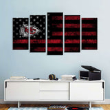 5 Piece Kansas City Chiefs in American Flag Canvas Wall Art