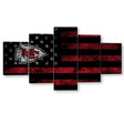 5 Piece Kansas City Chiefs in American Flag Canvas Wall Art