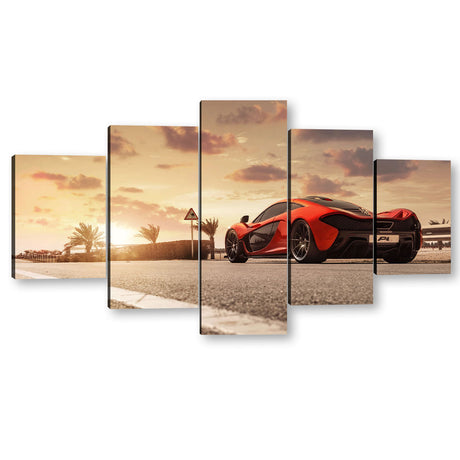 5 Piece McLaren P1 In Sunset Canvas Wall Art