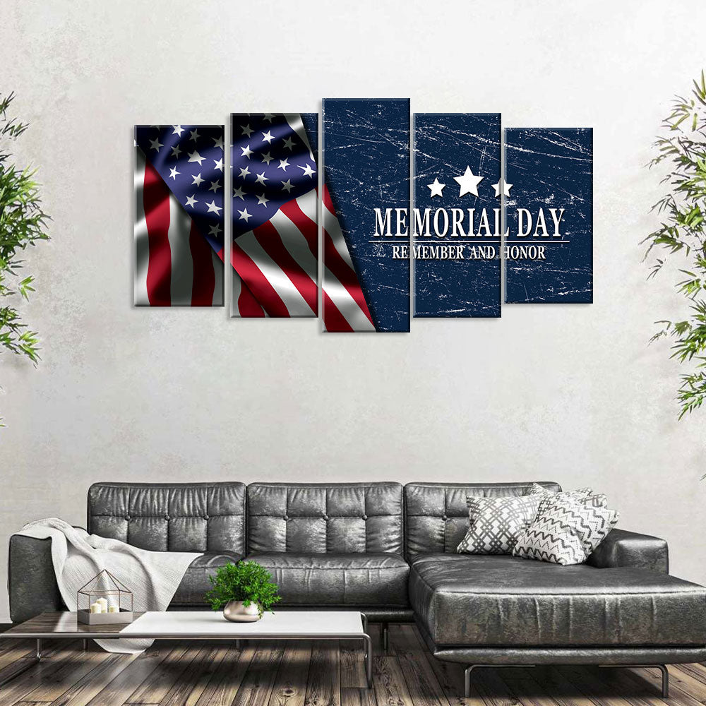 5 Piece Memorial Day – American Flag Canvas Wall Art