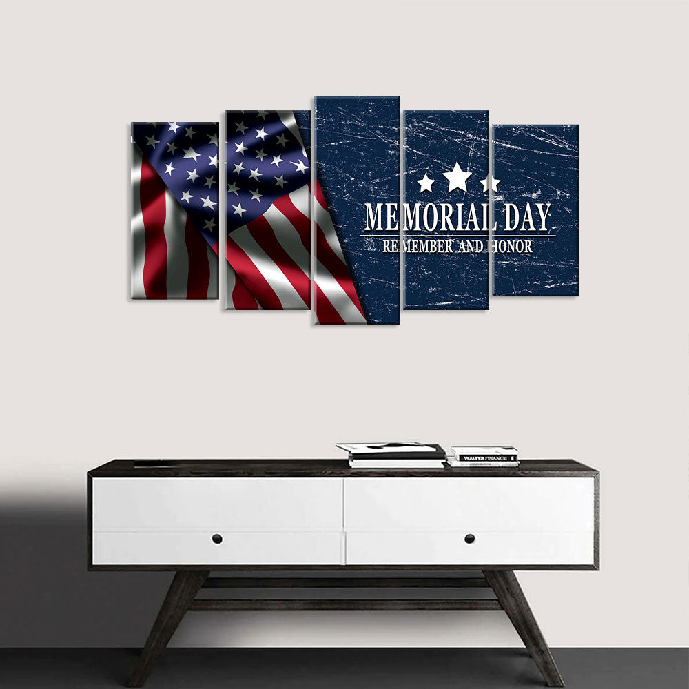 5 Piece Memorial Day – American Flag Canvas Wall Art