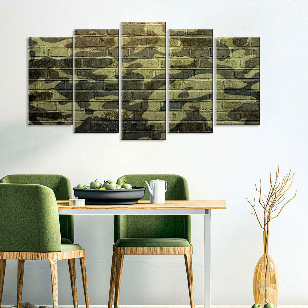 5 Piece Military Brick Wall Canvas Wall Art