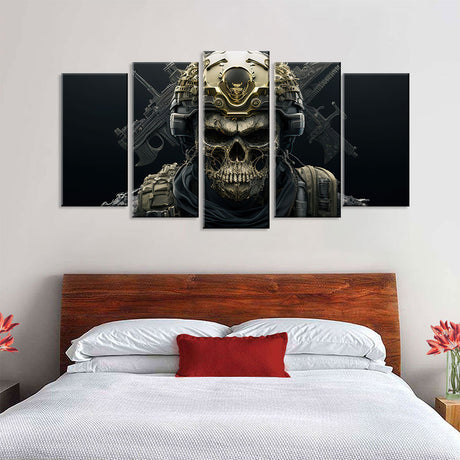 5 Piece Military Skull Soldier Canvas Wall Art