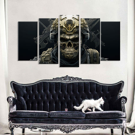 5 Piece Military Skull Soldier Canvas Wall Art