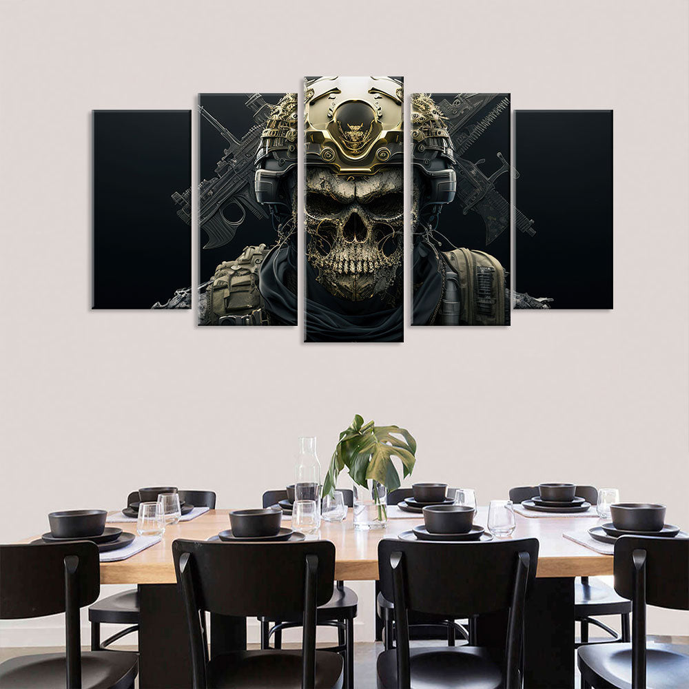 5 Piece Military Skull Soldier Canvas Wall Art