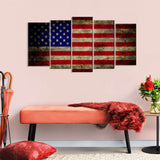 5 Piece Modern American Flag Canvas Wall Art