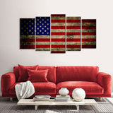 5 Piece Modern American Flag Canvas Wall Art