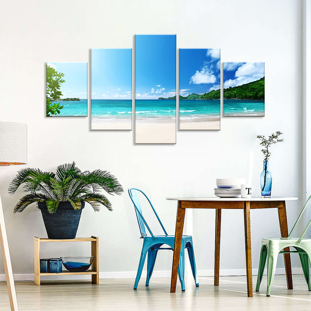 5-Piece Tropical Serenity Beach Canvas Wall Art